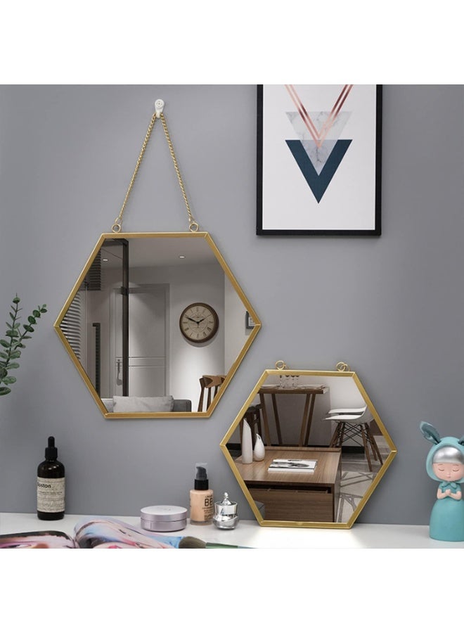 Golden hanging mirror with chain, 24.5x51.5cm, retro style wall decoration, suitable for bathroom, foyer, dining room and living room, metal rectangular vanity mirror, decorative mirror - Image 3